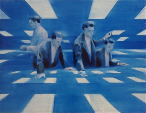 Monitored<br />2012 Ink and oil on panel 51 x 39 cm