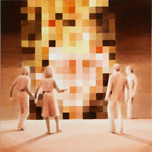 Apparition<br />2015 Ink and oil panel 55cm x 54cm