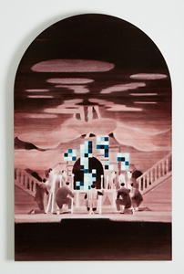 Beyond Expectation<br />2015 Ink and oil on panel 61cm x 39cm