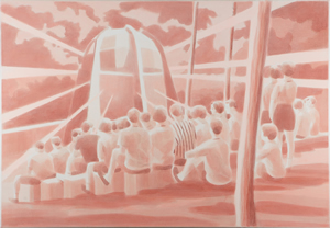 Beacon<br />2016 Ink, fluorescent pigment and oil on canvas 90cm x 130cm