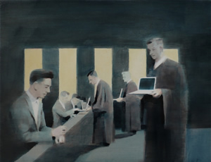 The Acolytes<br />2011 Ink and oil on panel 39cm x 51cm