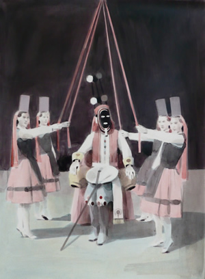 Be as One<br />2011 Ink and oil on paper. Print available from <a href='http://www.jealousgallery.com/artists/adam-dix'>Jealous Gallery</a> 67cm x 45cm