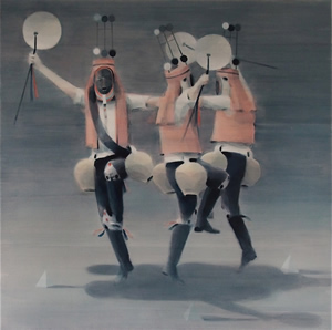 Charmed Circle<br />2011 Ink and oil on canvas. 87cm x 87m