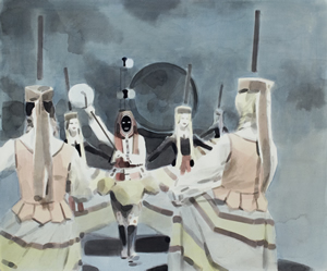 Followers of the Dance<br />2010 Ink and oil on paper 60cm x 51cm