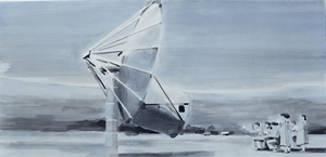 For what we are about to receive<br />2010 Ink and oil on panel 62cm x 30cm