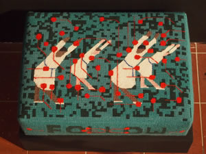 Kneeler<br />2014 Wool stitched canvas 40cm x 30cm x 11cm