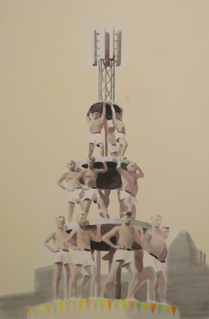 Monument<br />2009 Ink and oil on paper 50cm x 73cm