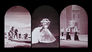 Rise of the Emissary<br />2012 Ink and oil on panel (triptych) 60cm x 117cm