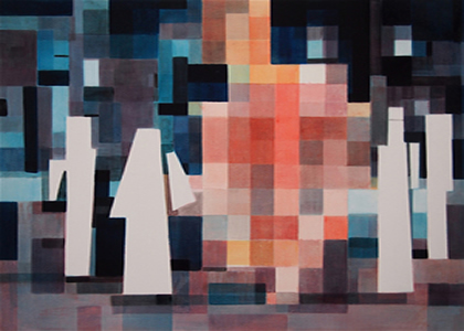 Tabernacle<br />2015 Fluorescent pigment, ink and oil on paper 70cm x 48cm