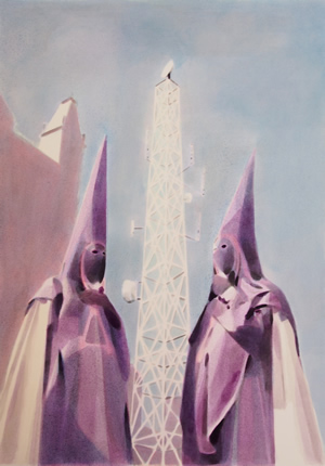 The Collectors<br />2013 Ink and oil on paper 72cm x 52cm