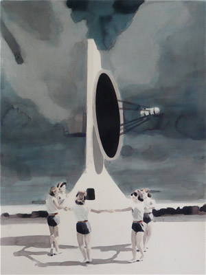 The Dance<br />2010 Ink and oil on paper 53cm x 49cm