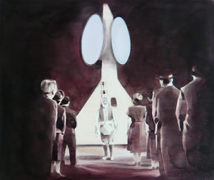 The Prophet of Zoom<br />2010 Ink and oil on paper 63cm x 53cm