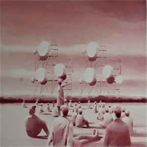 The Sentinels<br />2012 Ink and oil on canvas. 81cm x 77cm