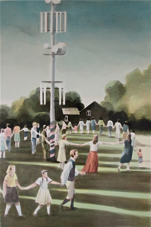 Totemic<br />2012 Ink and oil on paper 50cm x 73cm