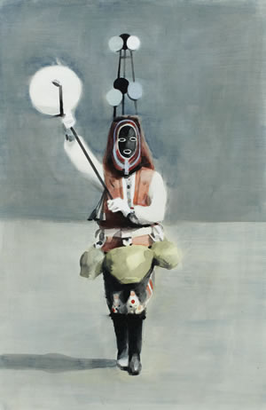 Shamanic<br />2010 Ink and oil on paper 72cm x 49cm